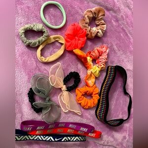 NWOT Set of Nike head bands plus bonus several bows and hair bands